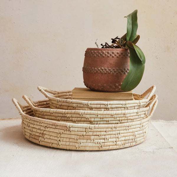 WOVEN LEAF TRAY BASKETS