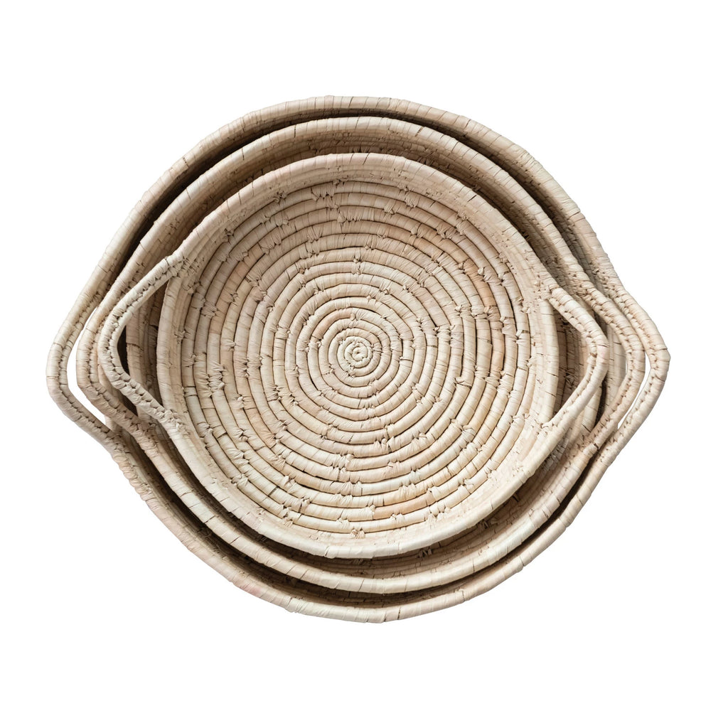 WOVEN LEAF TRAY BASKETS