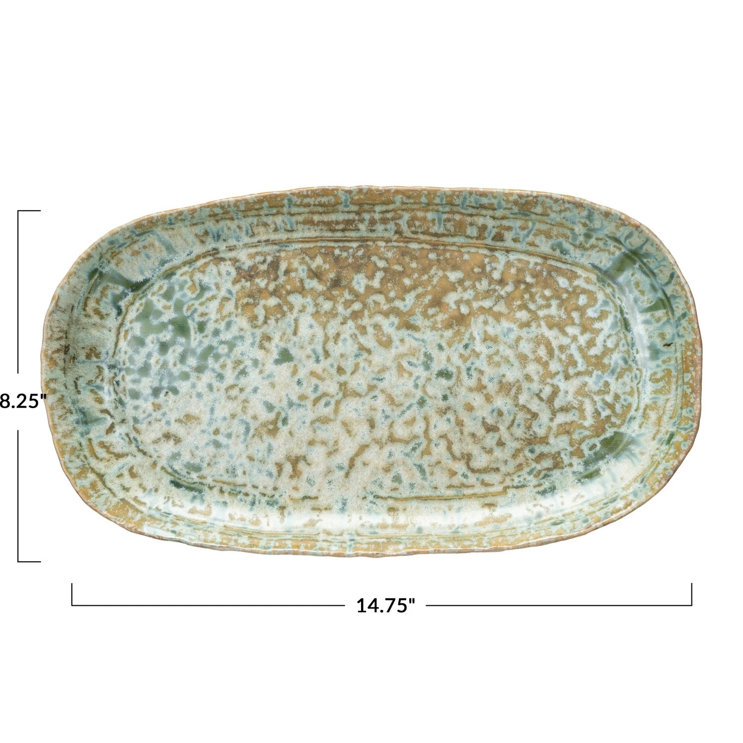 GREEN STONEWARE PLATTER