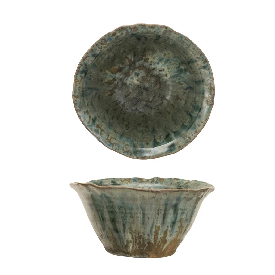 REACTIVE CRACKLE GLAZE STONEWARE BOWL