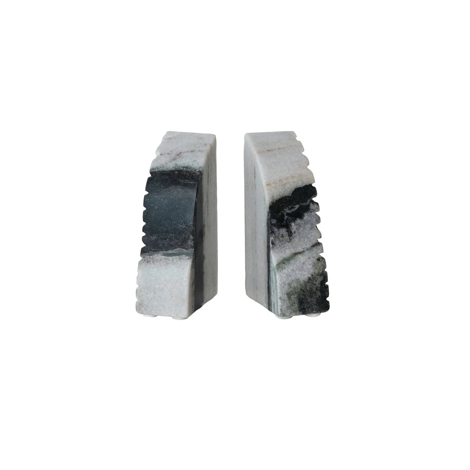 CARVED MARBLE BOOKENDS