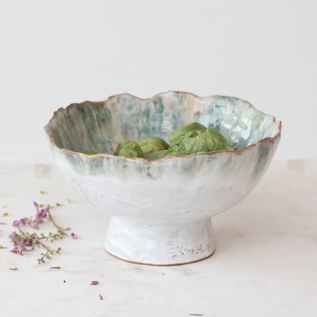 STONEWARE FOOTED BOWL