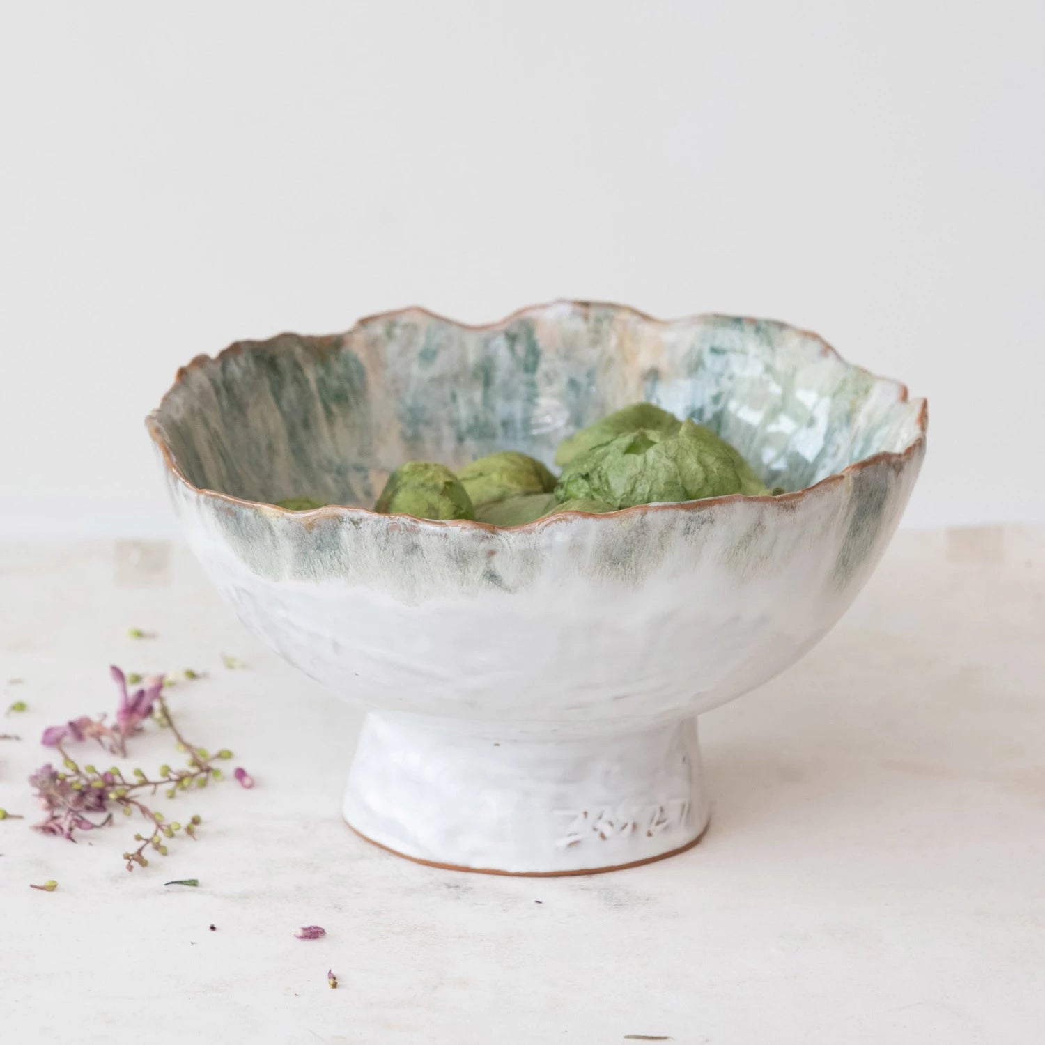 STONEWARE FOOTED BOWL