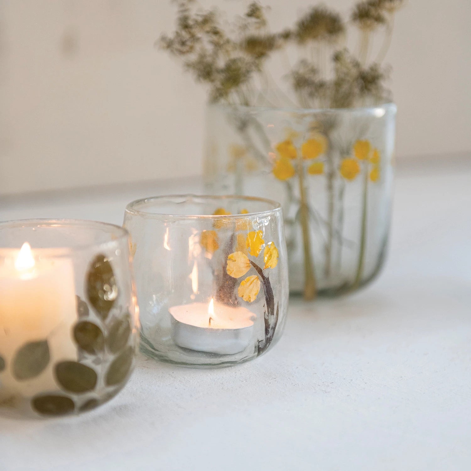 MORINGA LEAF TEALIGHT HOLDER SHORT