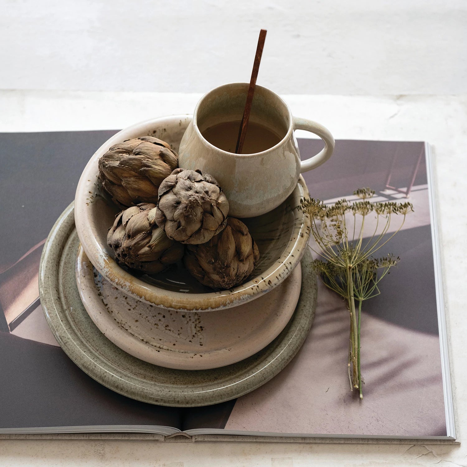 WIDE RIM STONEWARE PLATE