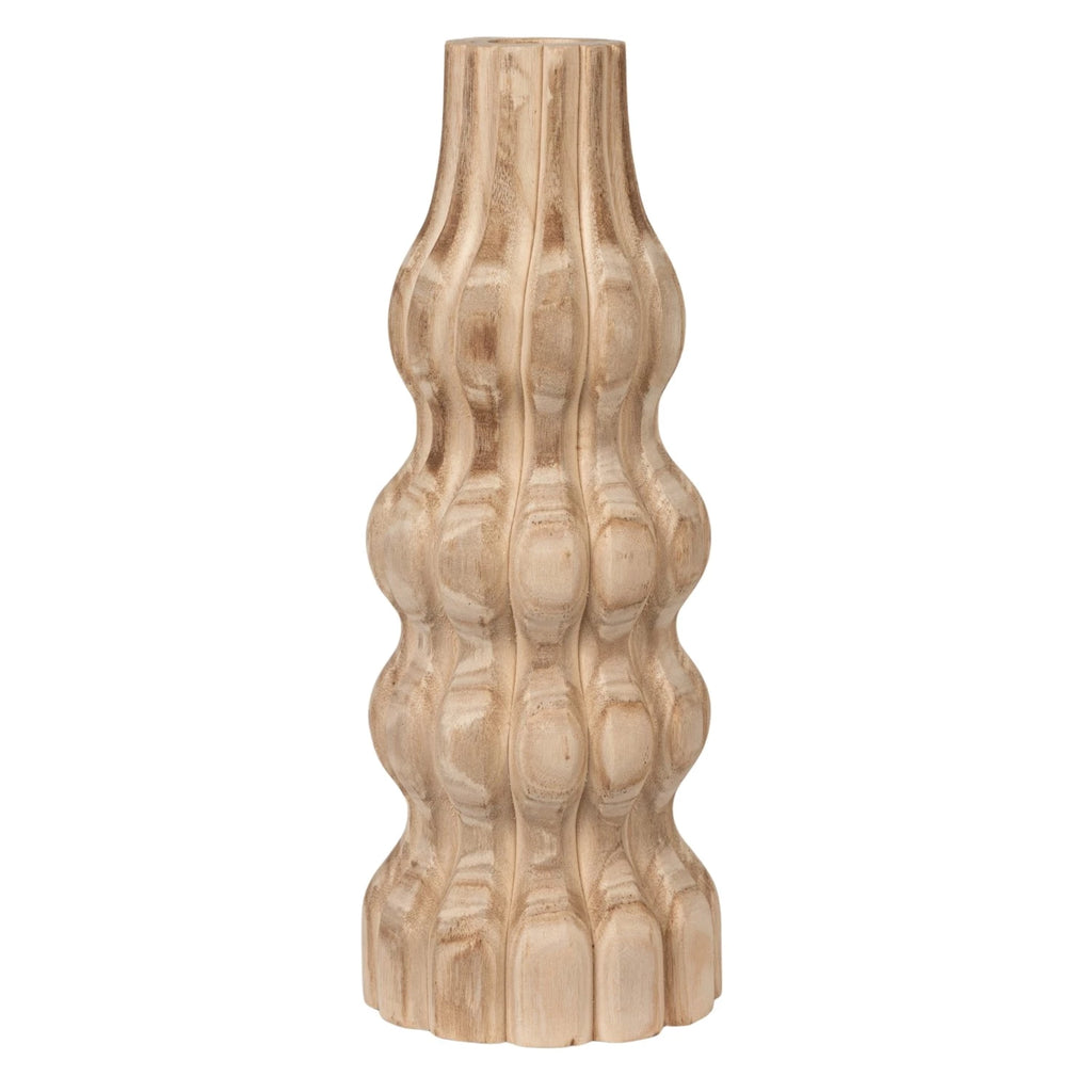 CARVED WOOD VASE TALL