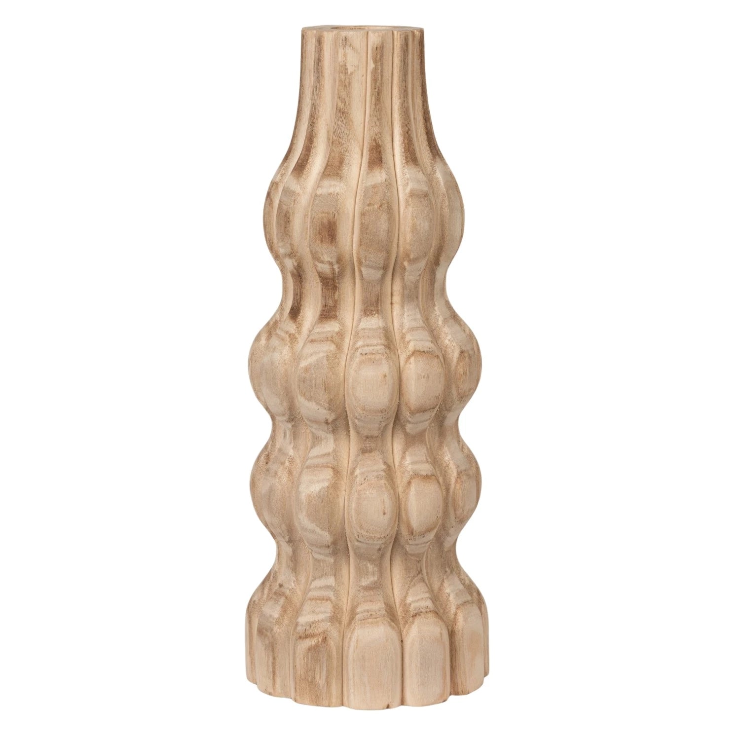 CARVED WOOD VASE TALL