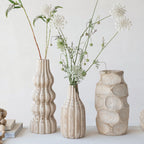 CARVED WOOD VASE TALL