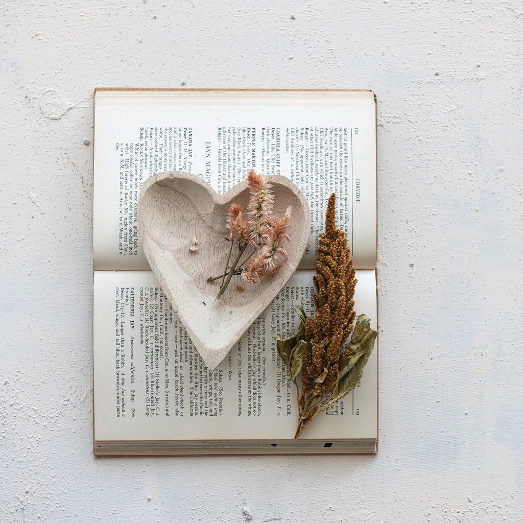 HEART SHAPED WOOD DISH