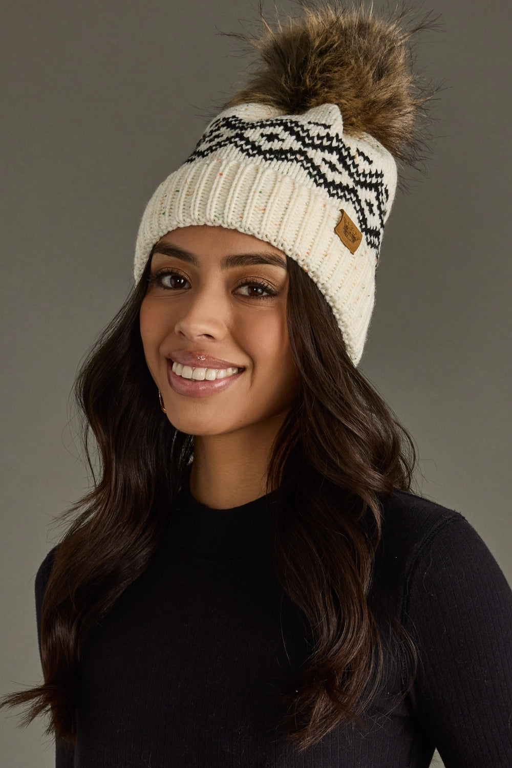 CREAM SPECKLE POM HAT