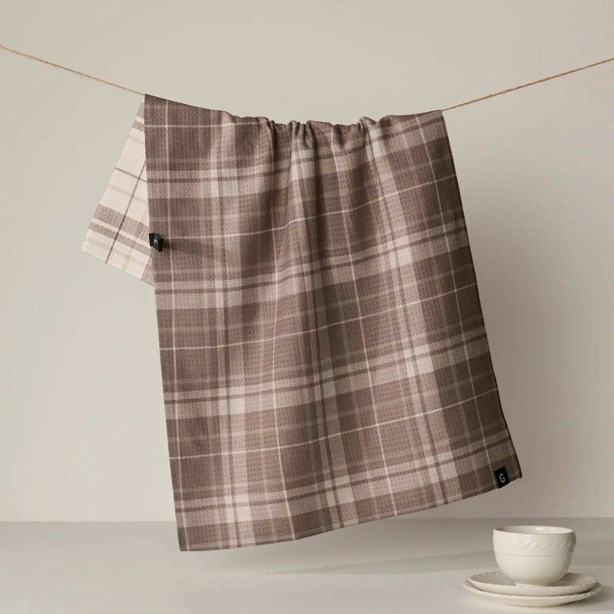 GEOMETRY LUXE KITCHEN TOWEL - OAT PLAID