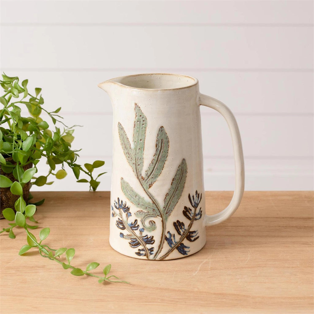 BOTANICAL STONEWARE PITCHER