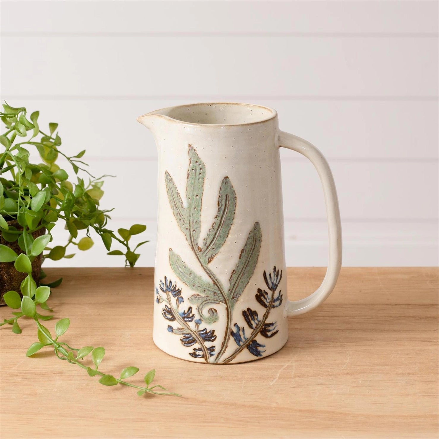 BOTANICAL STONEWARE PITCHER