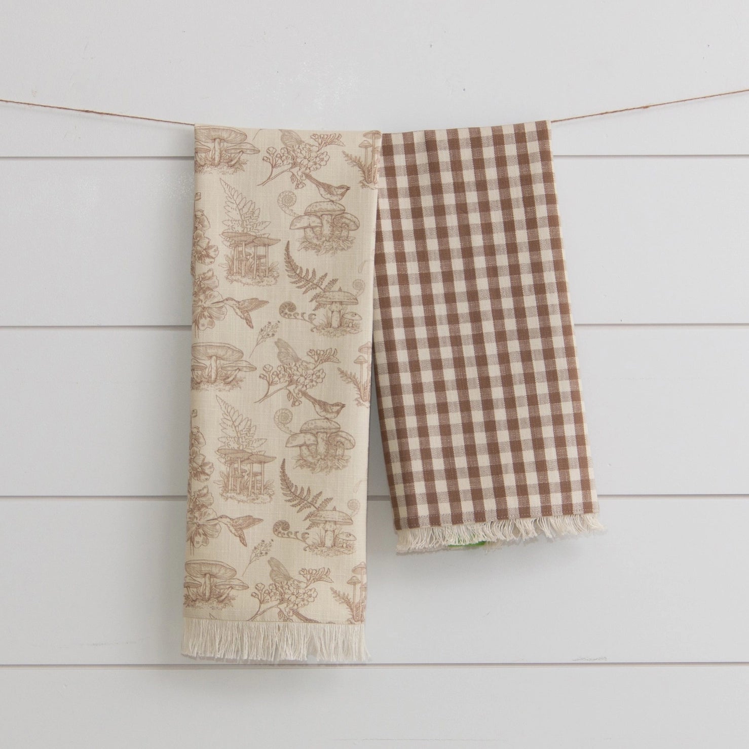 MUSHROOMS & PLAID TEA TOWEL SET