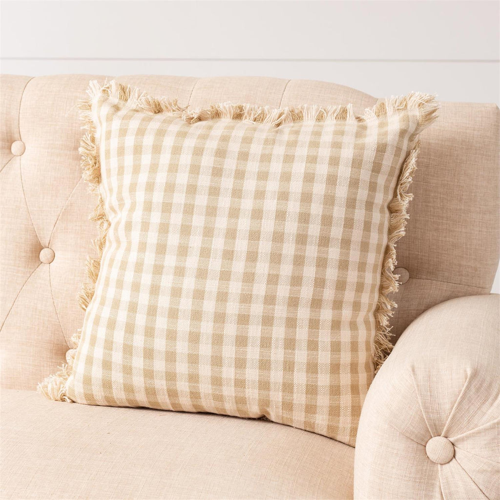 TAN GINGHAM DECORATIVE PILLOW