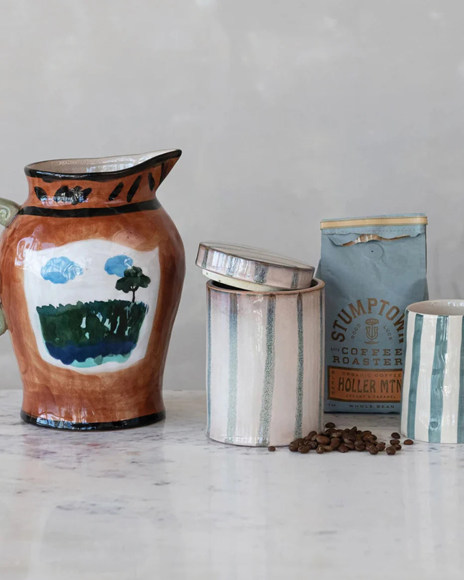 STRIPED JAR WITH LID