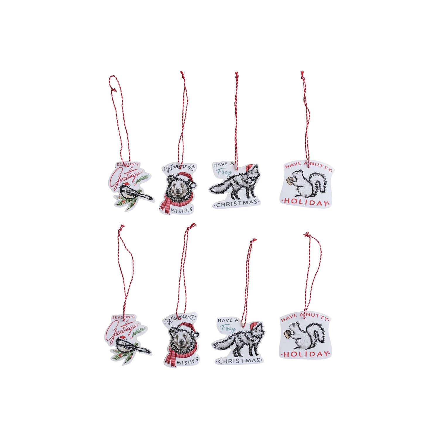 Printed Recycled Paper Ornaments/Gift Tags, 4 Styles, Set of 8 ©