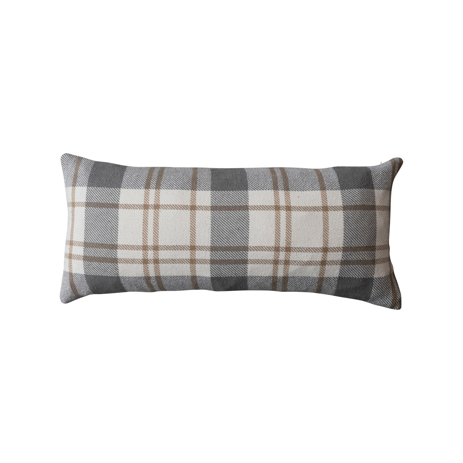 36"L x 16"H Brushed Cotton Flannel Lumbar Pillow, Multi Color Plaid