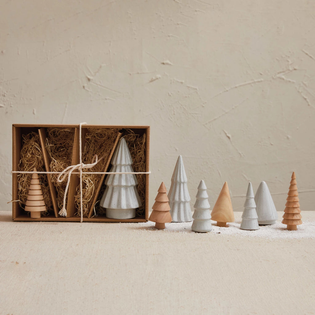 STONEWARE + WOOD TREES