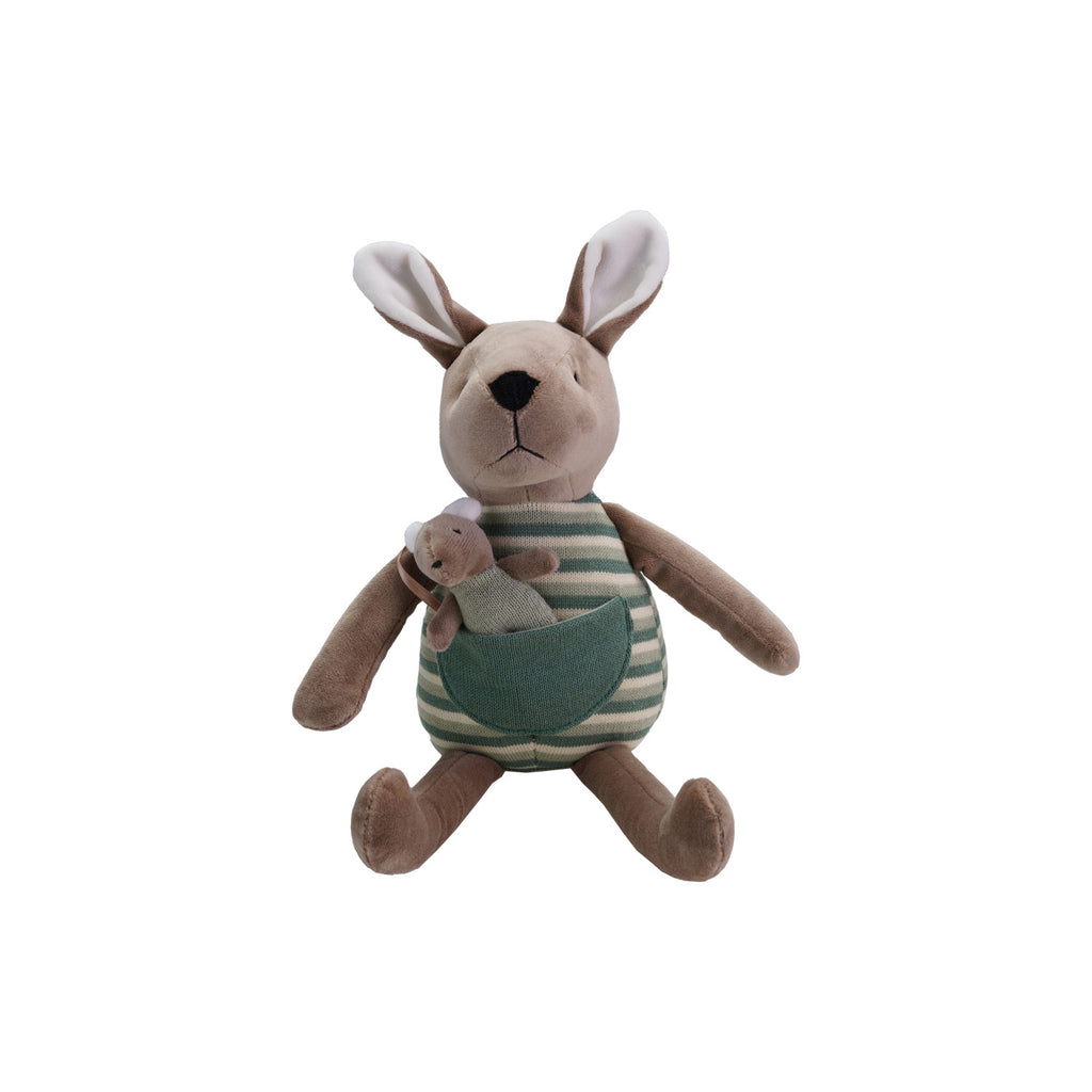 Plush Kangaroo Toy with Joey in Pouch, Multi Color