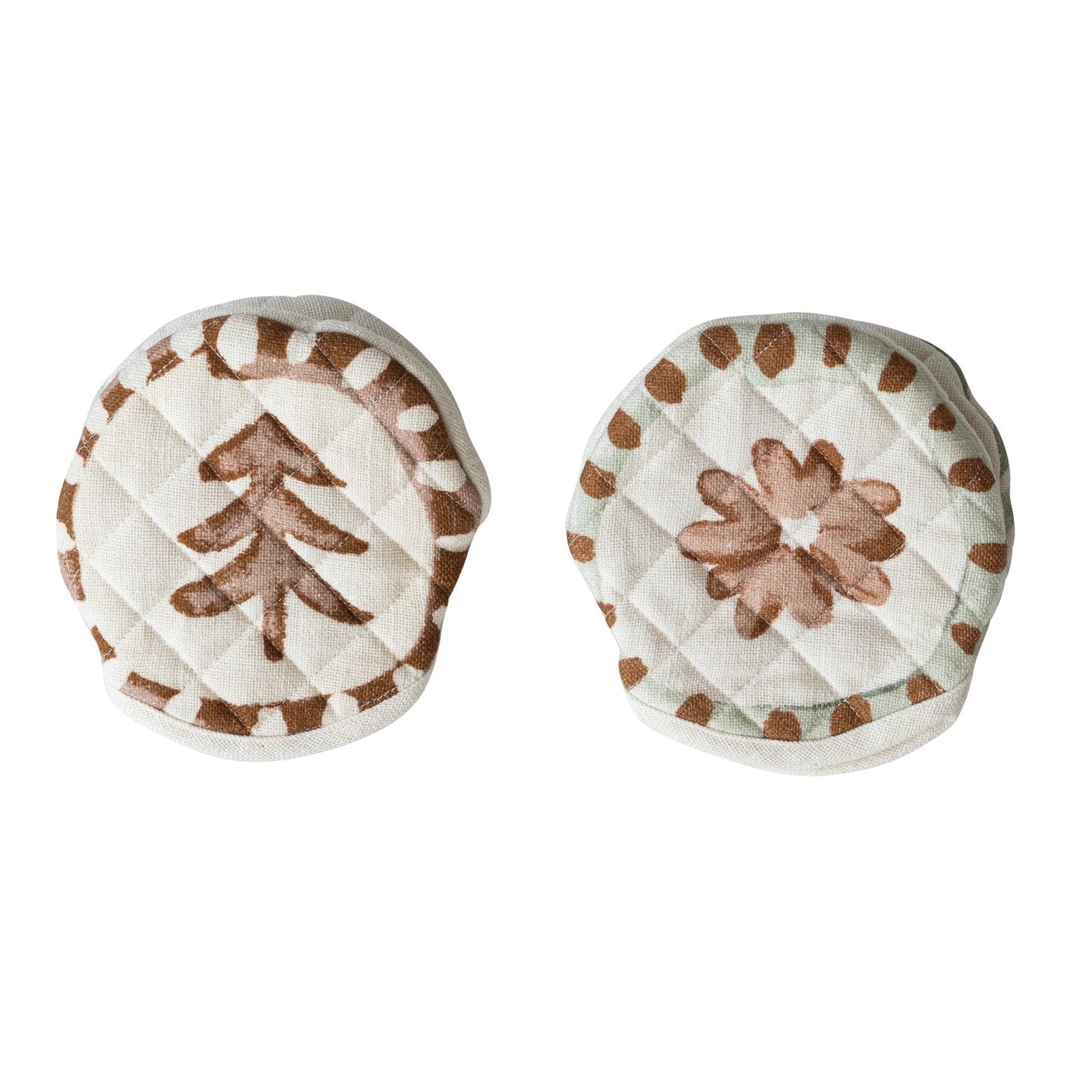 Cotton Slub Printed Pot Holder with Tree/Flower Image, 2 Styles ©