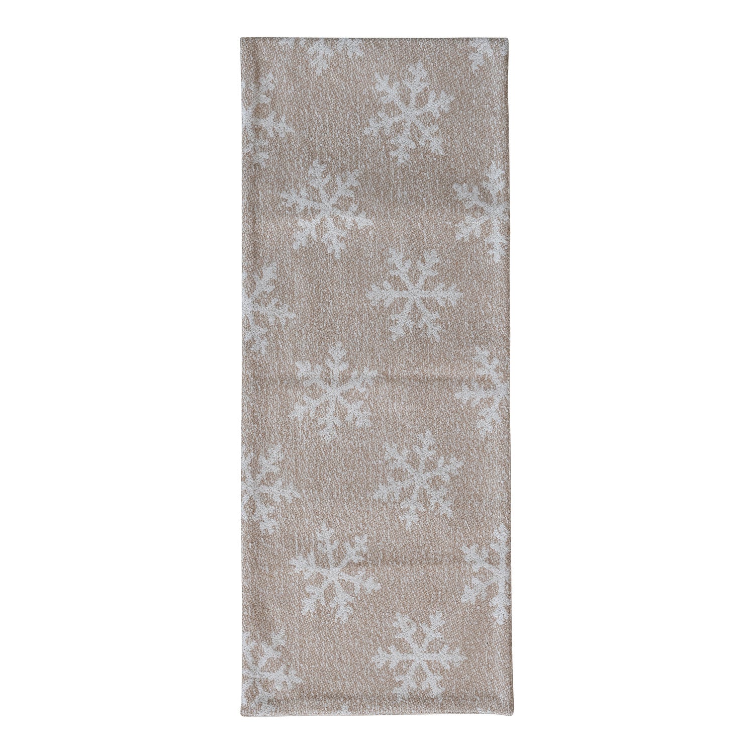 Woven Recycled Fabric Jacquard Table Runner with Snowflake Pattern