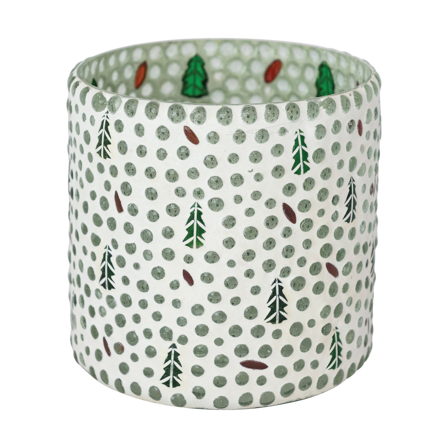 Glass Mosaic Tealight/Votive Holder with Trees