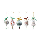 Hand-Painted Paper Mache Ornament with Bow & Design, 5 Styles ©
