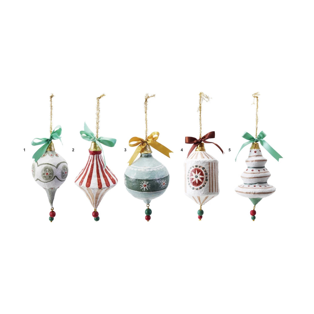 BOW HAND-PAINTED PAPER MACHE ORNAMENT