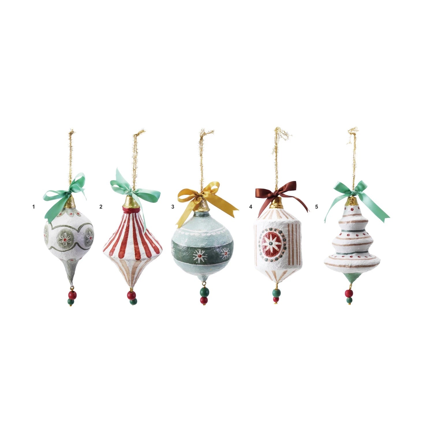 BOW HAND-PAINTED PAPER MACHE ORNAMENT