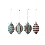 STRIPE HAND-PAINTED PAPER MACHE ORNAMENT
