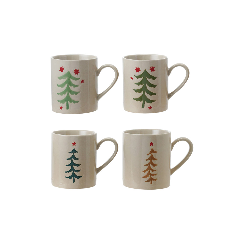 12 oz. Hand-Painted Stoneware Mug, 4 Styles