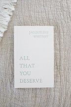 ALL THAT YOU DESERVE BOOK