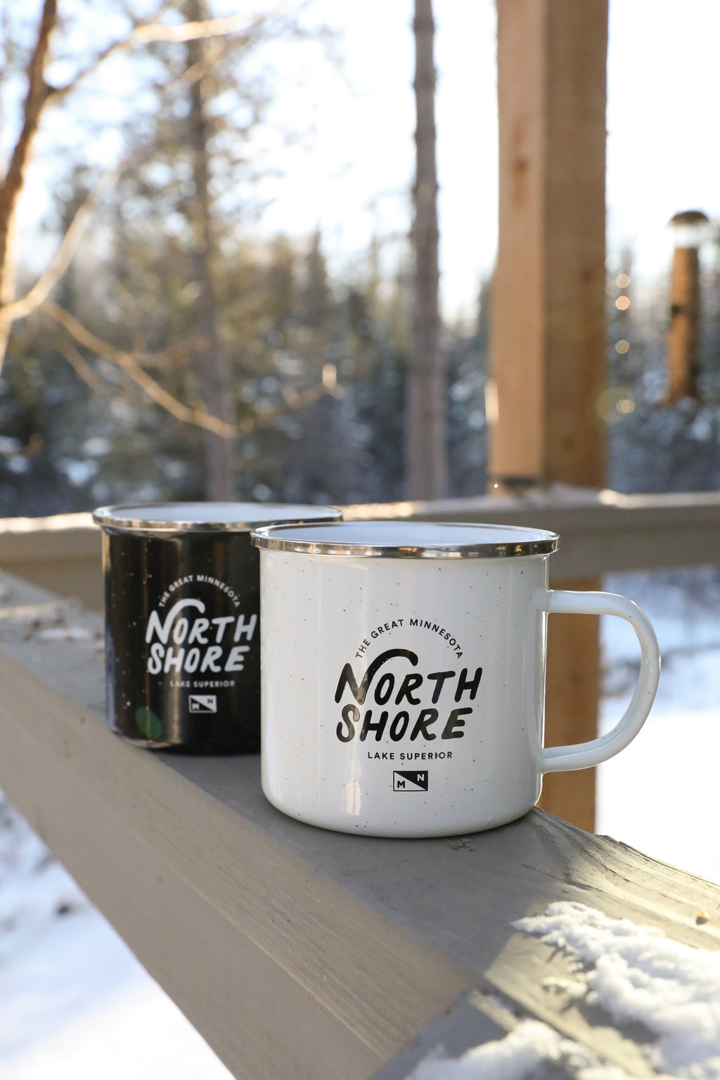THE NORTH SHORE LAKE SUPERIOR CAMPFIRE MUG (WHITE)