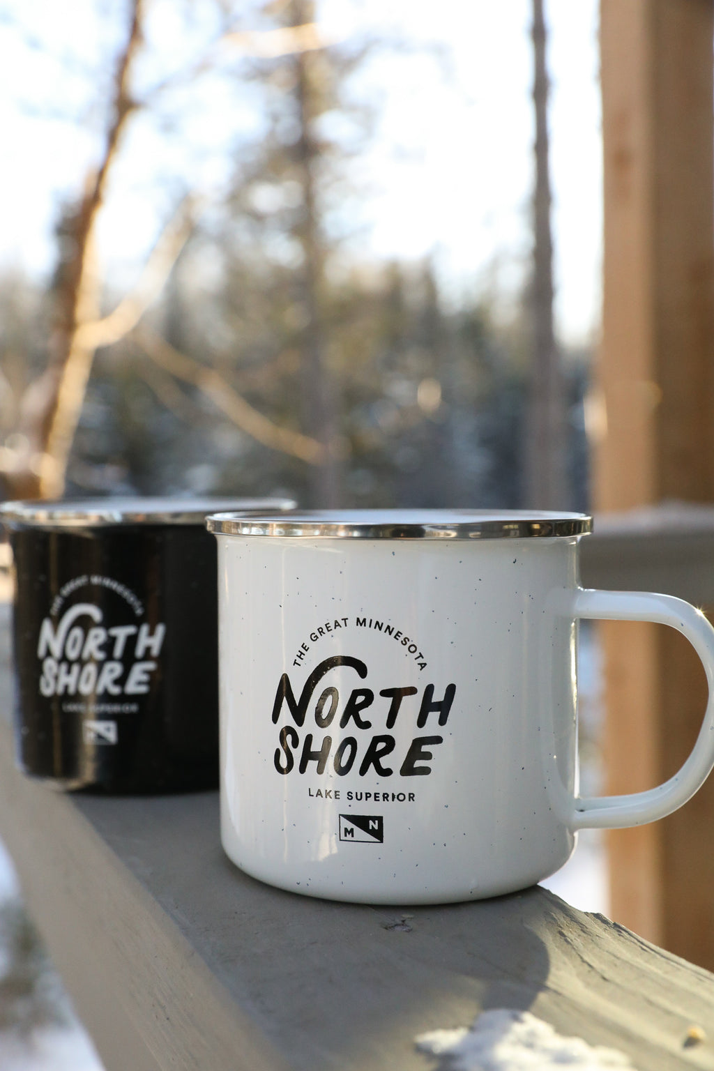 THE NORTH SHORE LAKE SUPERIOR CAMPFIRE MUG (WHITE)